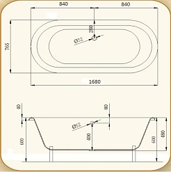 Magliezza Чугунная ванна Patricia 168x76.5 (ножки золото) – фотография-5